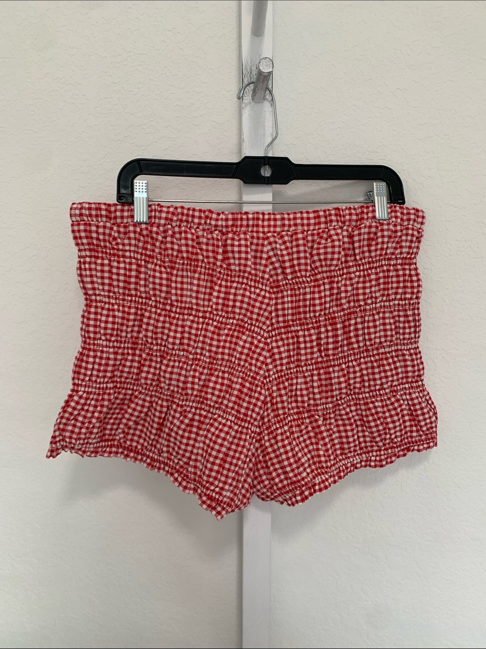 Sugar Kiss Red Gingham Smocked High Waisted Shorts - Picture 5 of 9